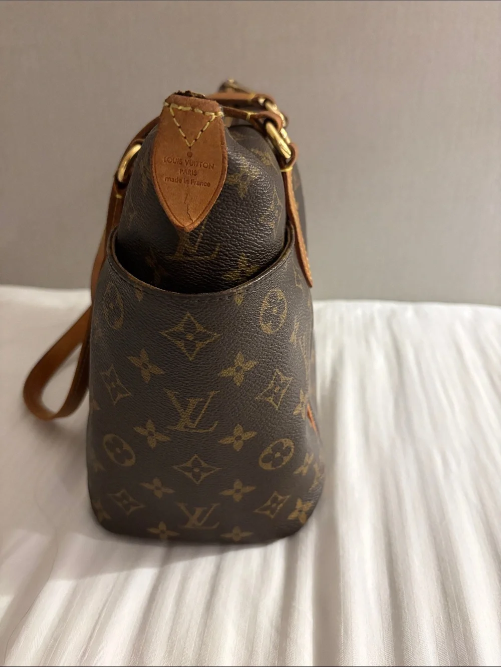 Authentic Louis Vuitton Monogram TotallyPM Canvas Shoulder Tote in Brown and Tan
